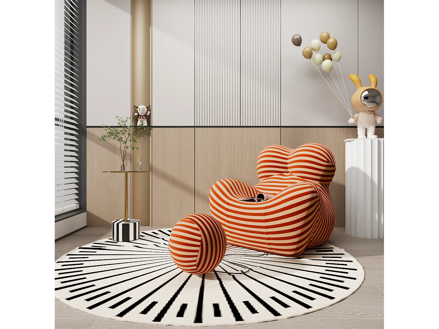 Table 35x53x35 cm Noir blanc or modig m29