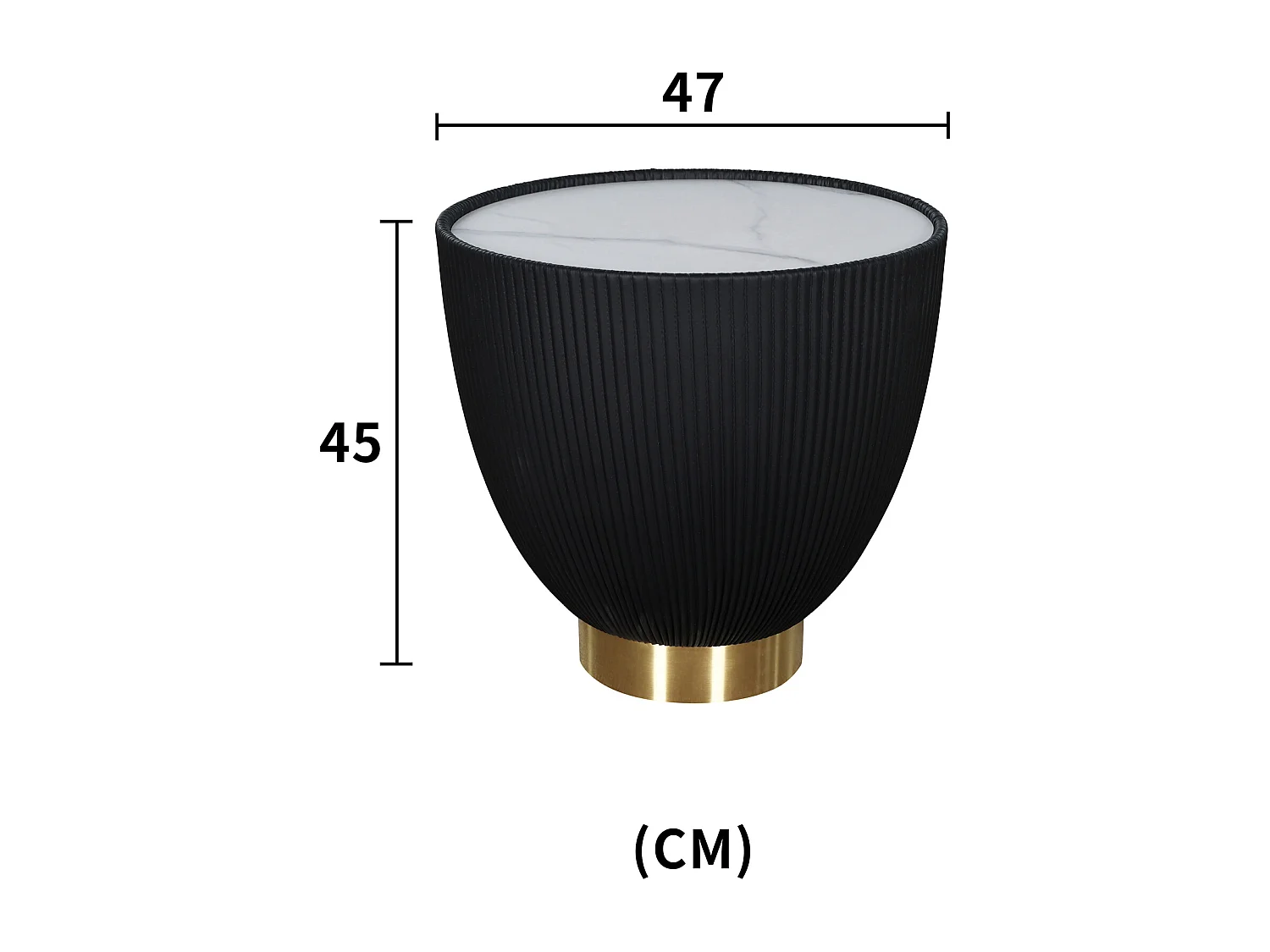 Table basse 47x45x47 cm noir blanc or modig m69