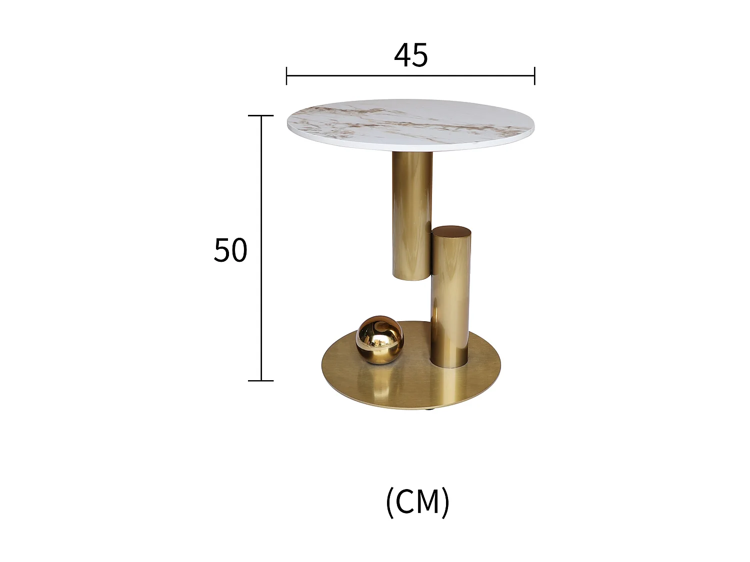 Table basse 45x50x45 cm blanc or Modig M62