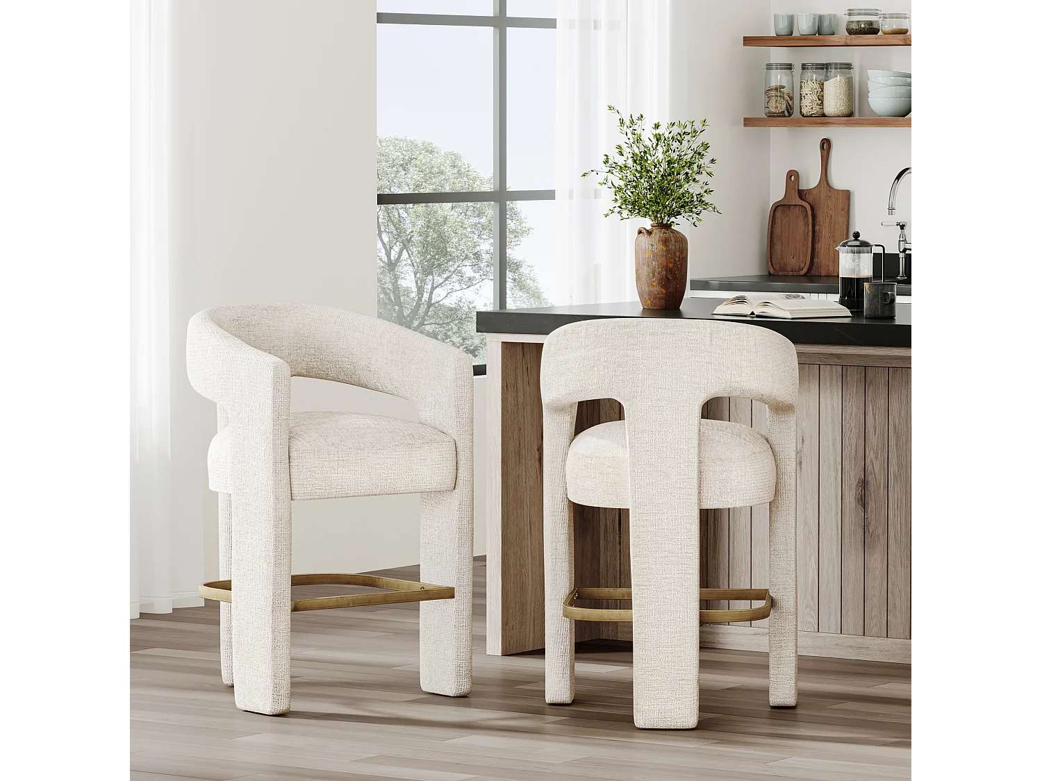 Barhocker 61x89x57 cm beige Leith LET71HN