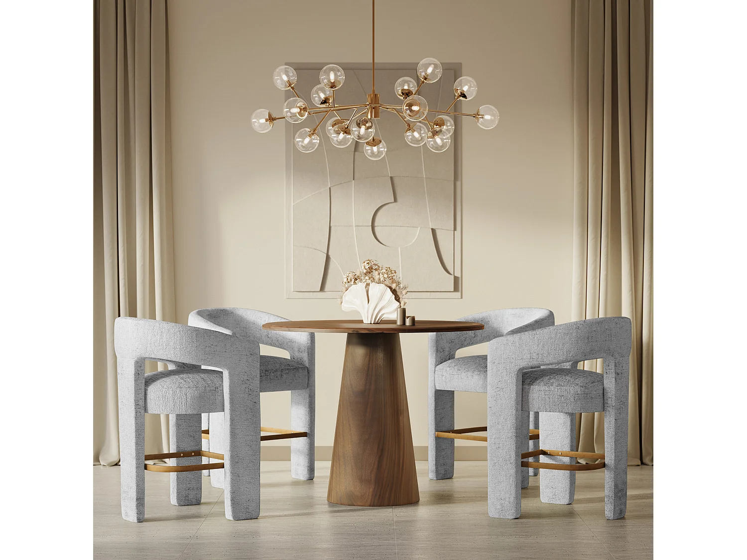 Tabouret de bar 61x89x57 cm gris argent Leith LET71HG