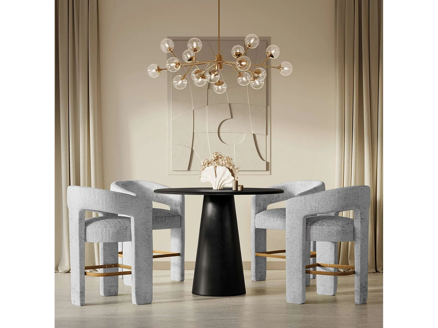 Tabouret de bar 61x89x57 cm gris argent Leith LET71HG