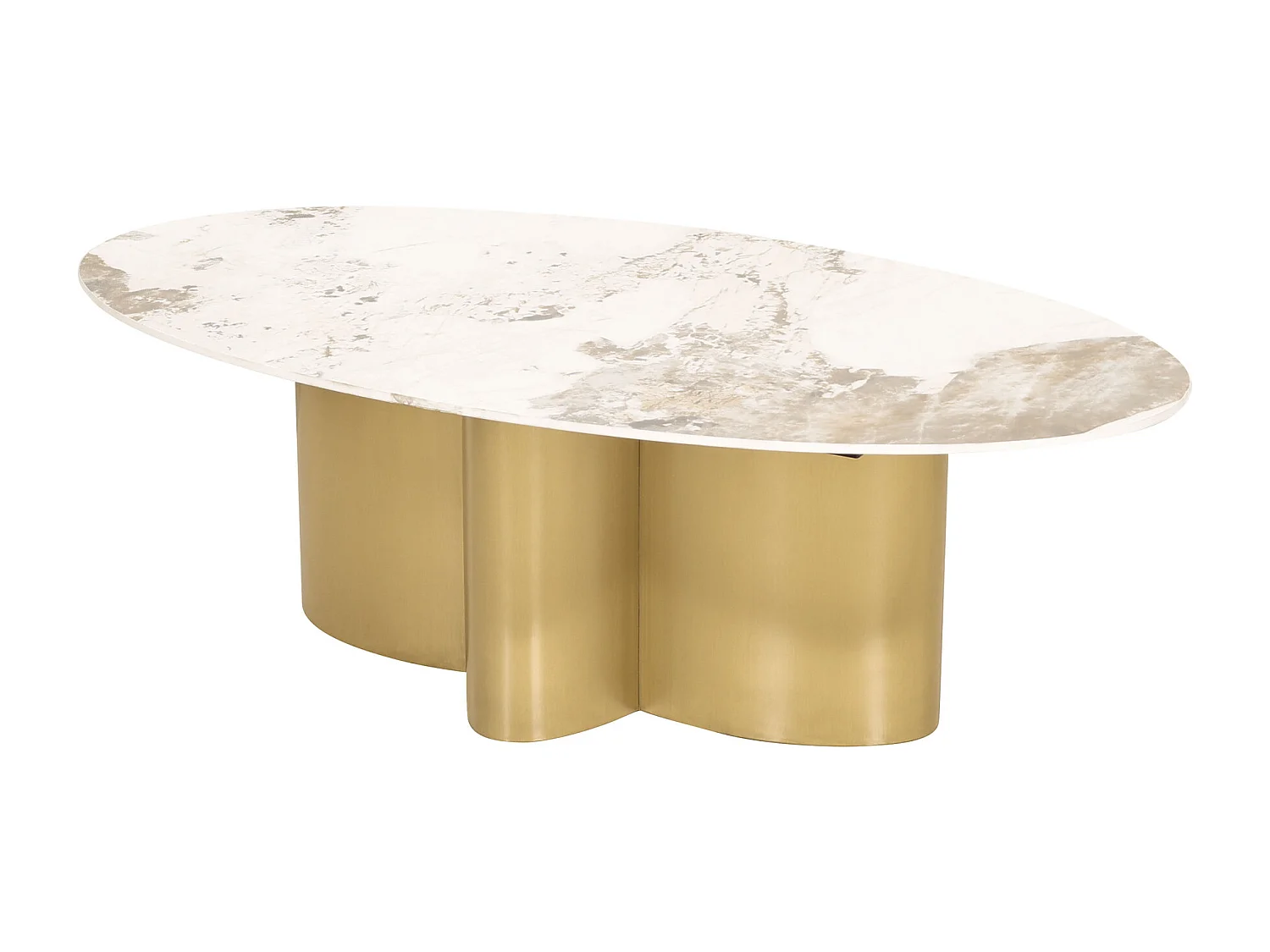 Table basse 130x42x70 cm blanc or Modig M59