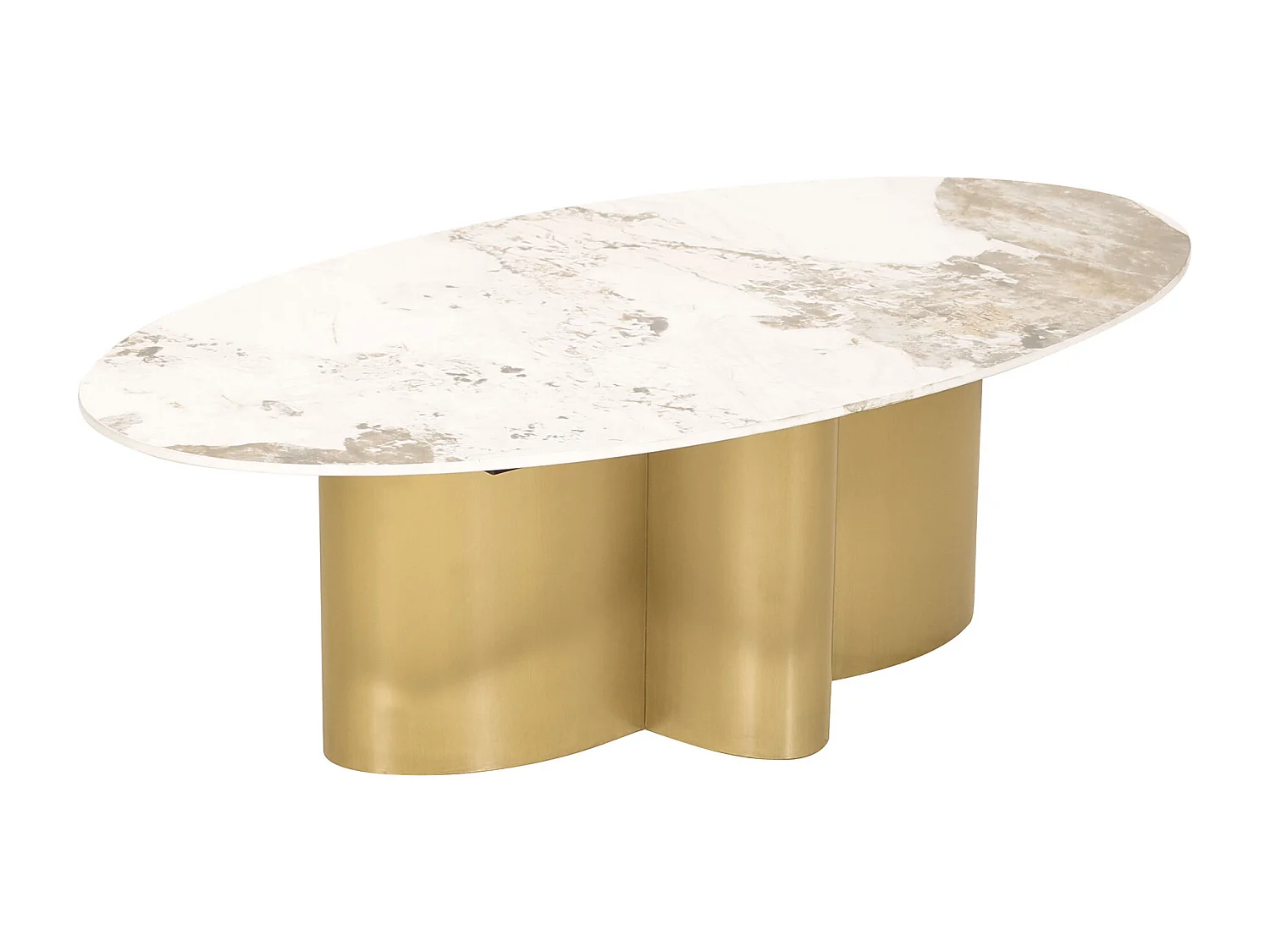 Table basse 130x42x70 cm blanc or Modig M59
