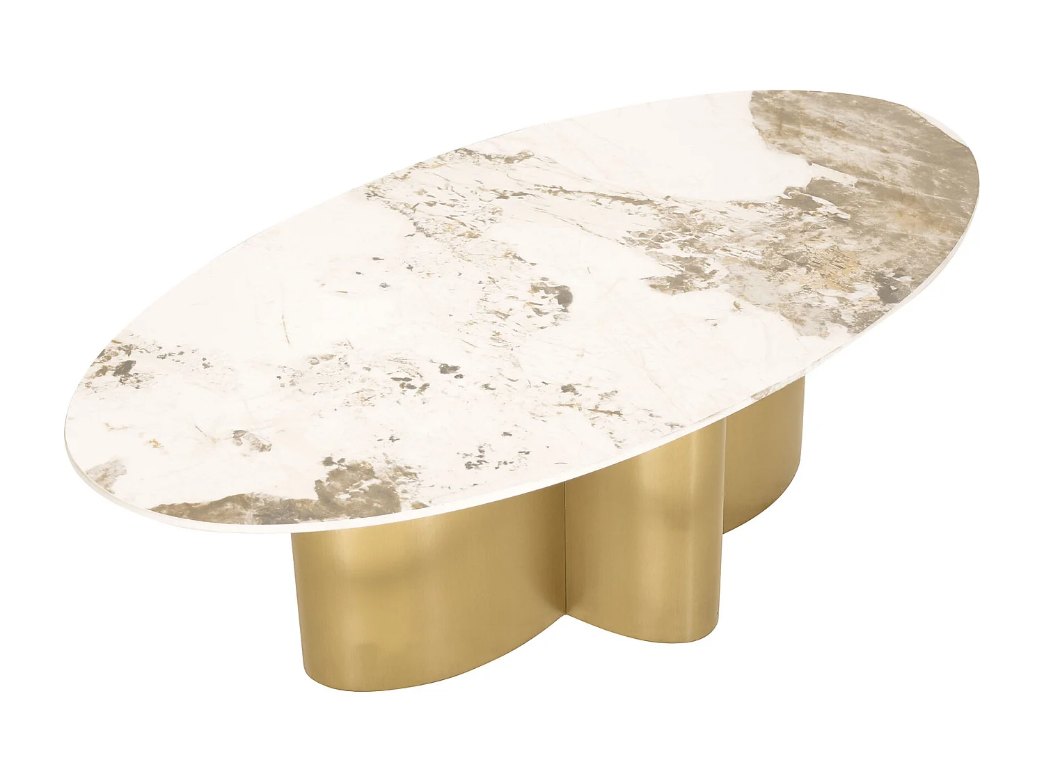 Table basse 130x42x70 cm blanc or Modig M59