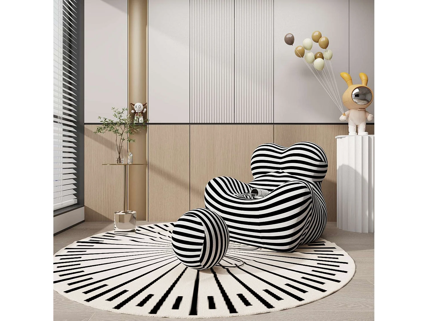 Rund sidobord, Modig, guldvit