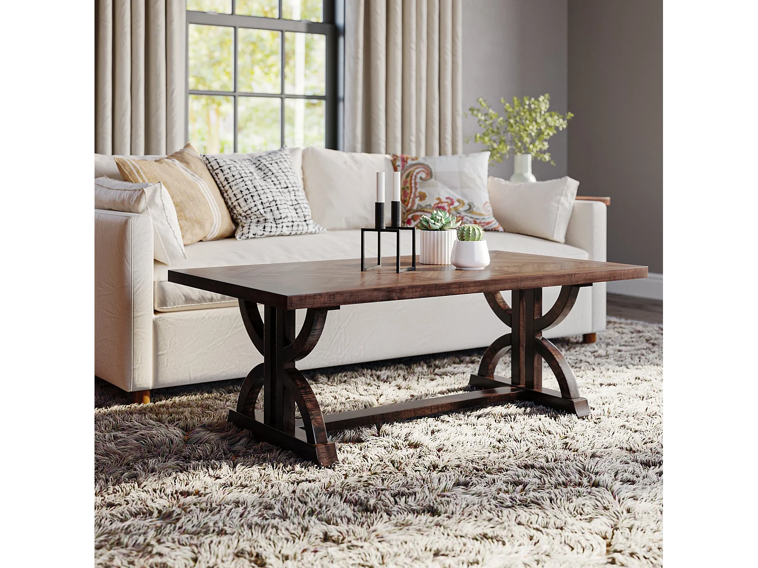 Table basse 127x47x71 cm marron Avola av1932-1