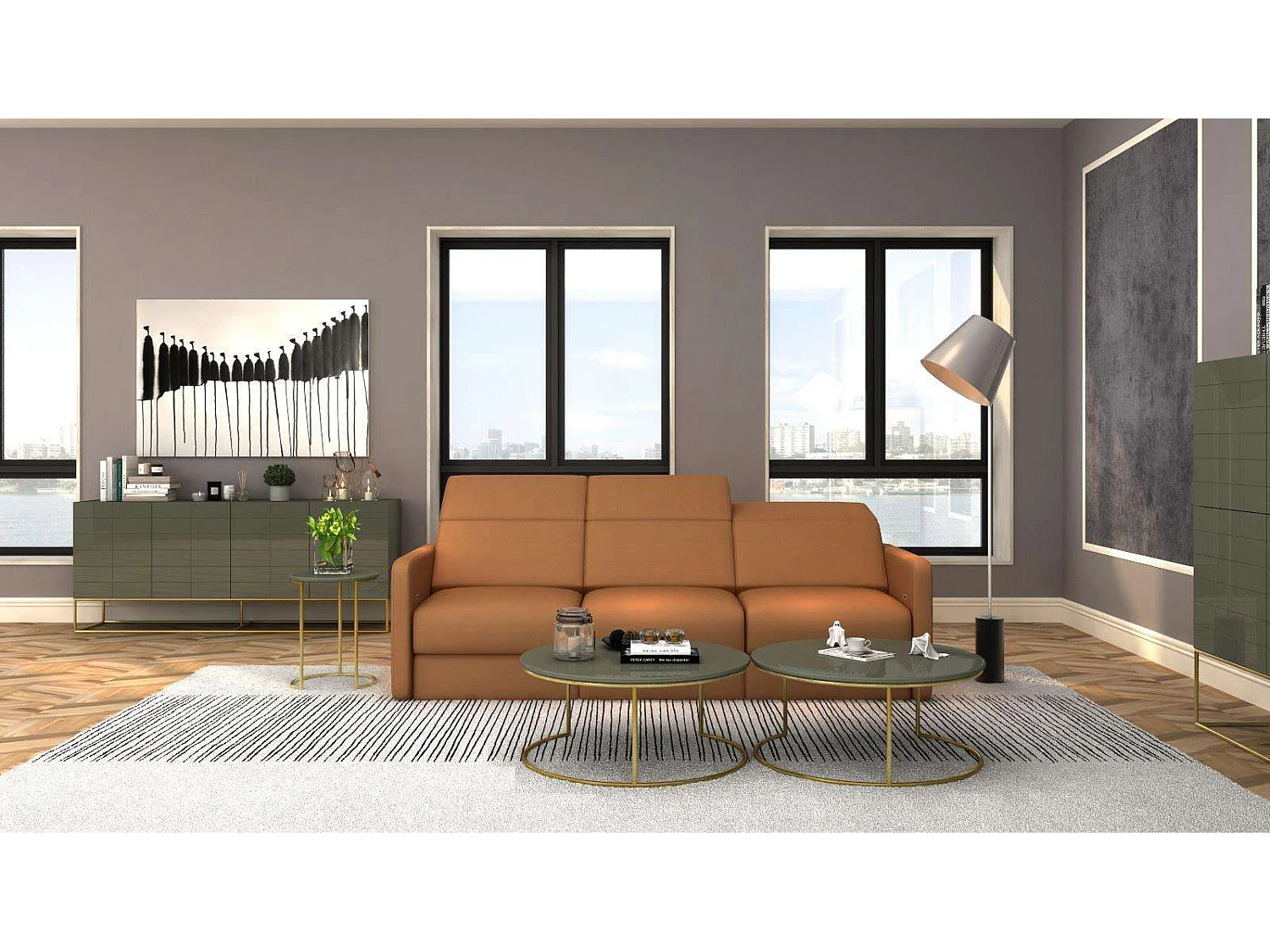 Table basse 80x35x80 cm vert Rose Hill RH07