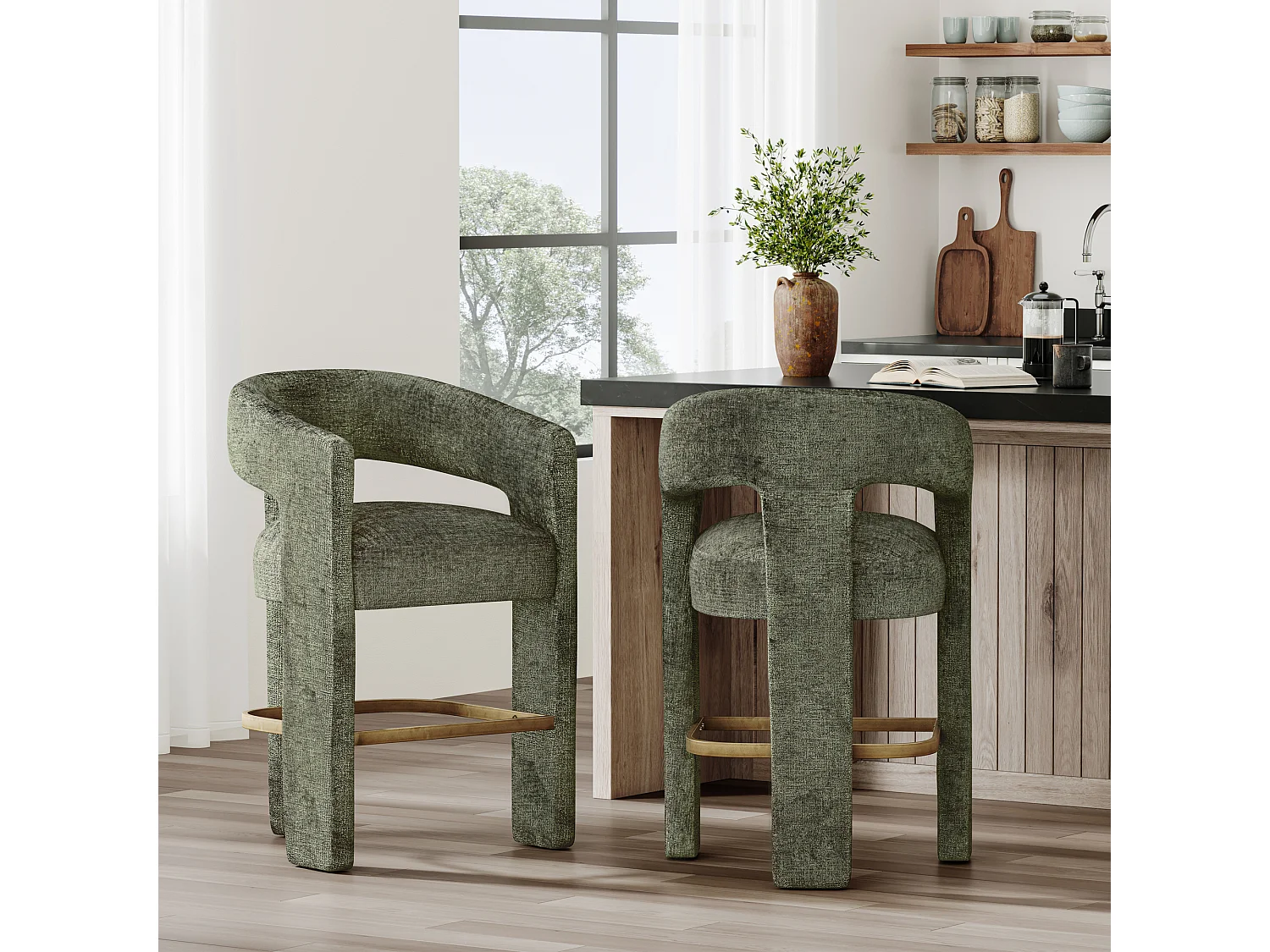 Tabouret de bar 61x89x57 cm olive Leith LET71HO