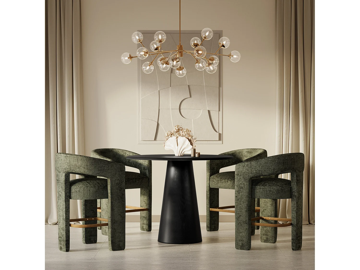 Tabouret de bar 61x89x57 cm olive Leith LET71HO