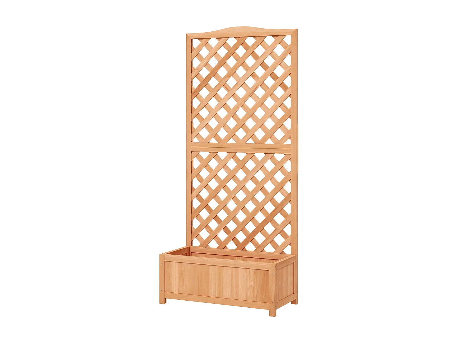 Jardinière avec treillis haut H.170cm - bac à fleurs - fond à lattes - bois sapin pré-huilé