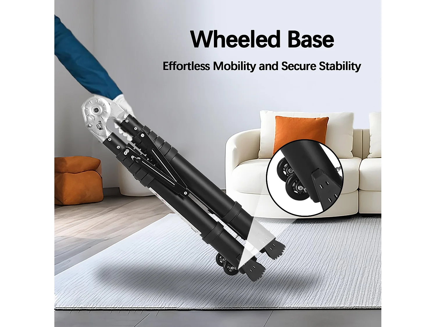 Échelle télescopique de 3.8 m (1,9+1,9), échelle pliante avec poulies en bas, capacité de charge de 150 kg, noir