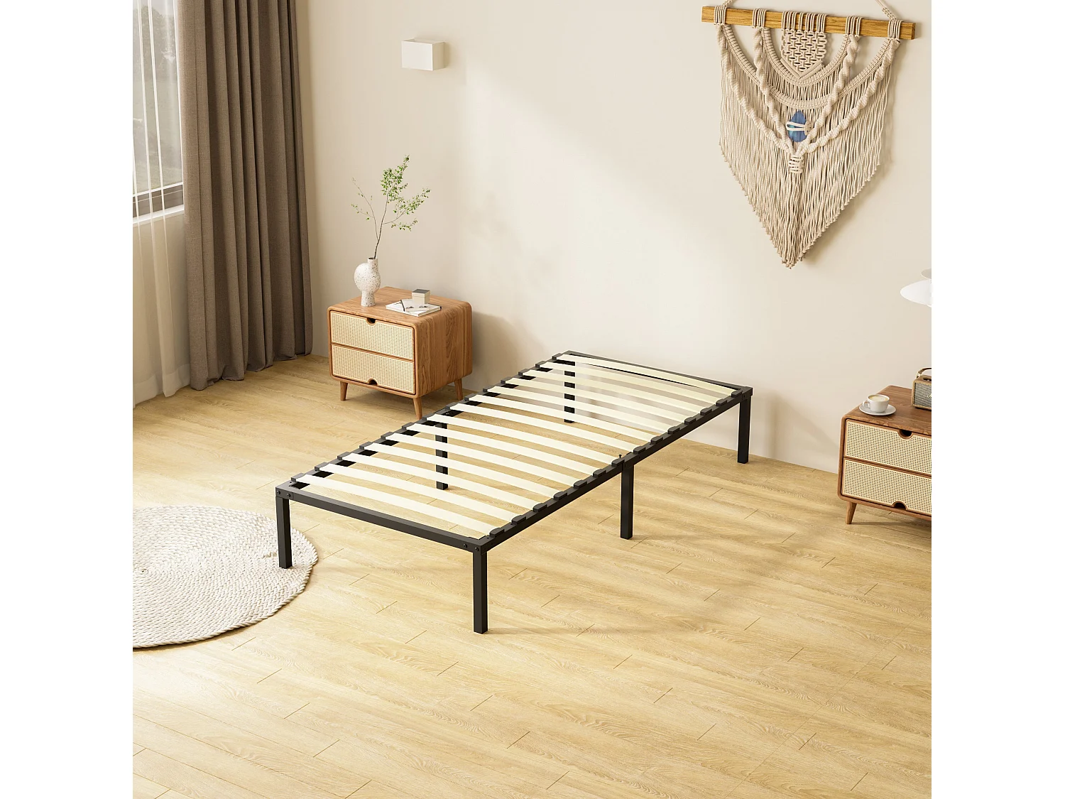 Dewinner Sommier à Lattes sur Pieds, Lit 1×14 Lattes, 90x190CM