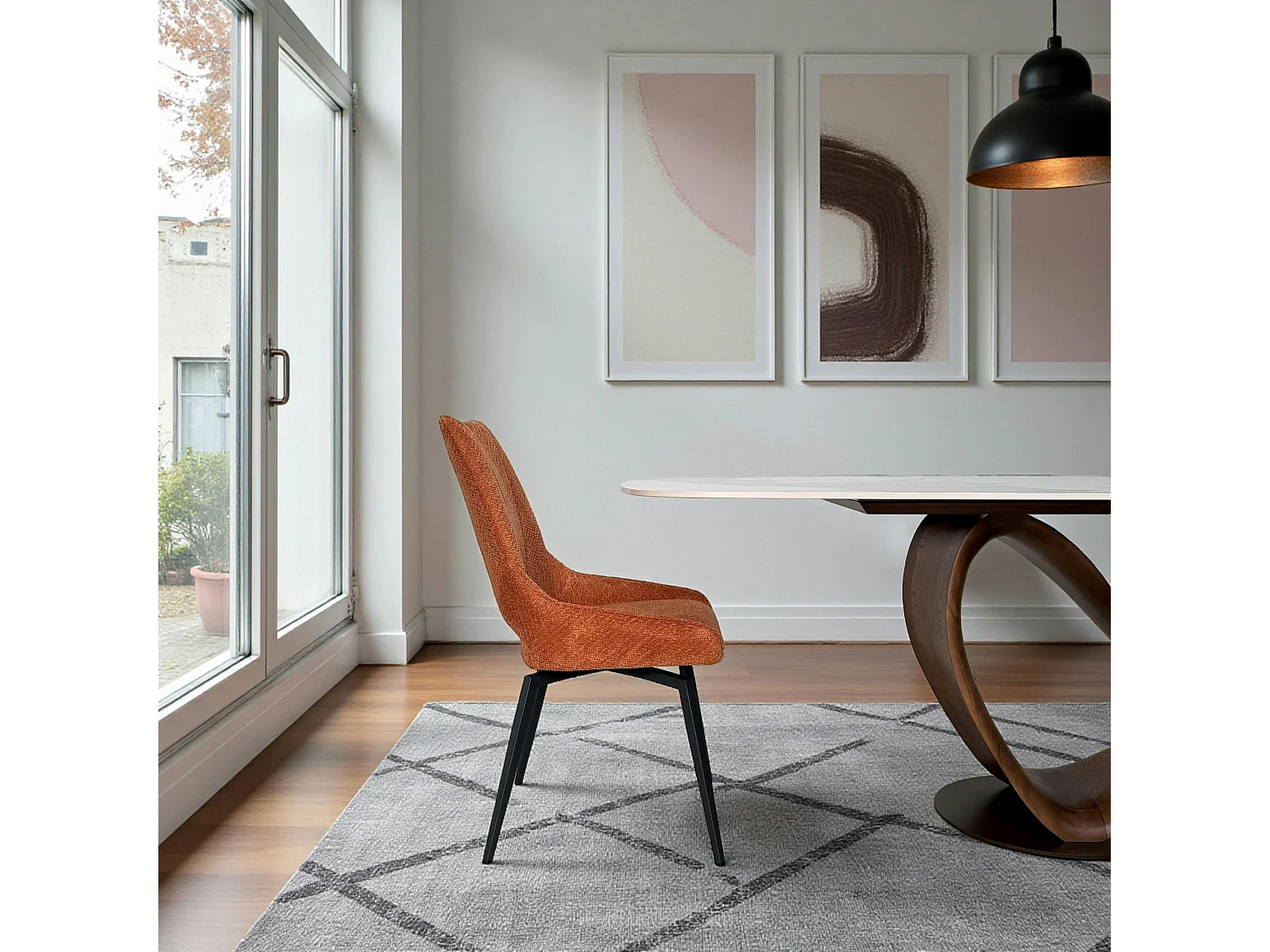 Chaise pivotante terracotta, dossier ouvert (lot de 2) LIGURIE