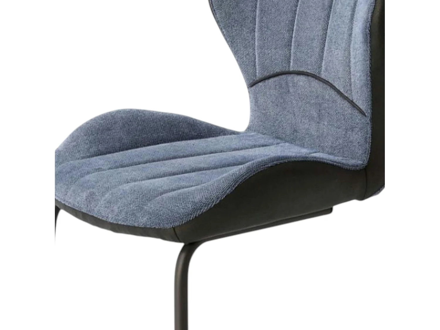 Chaise pied luge bi-matière en tissu bleu (lot de 2) LIGURIE