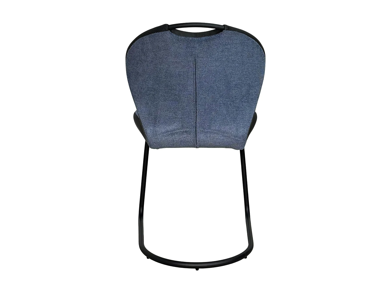 Chaise pied luge bi-matière en tissu bleu (lot de 2) LIGURIE