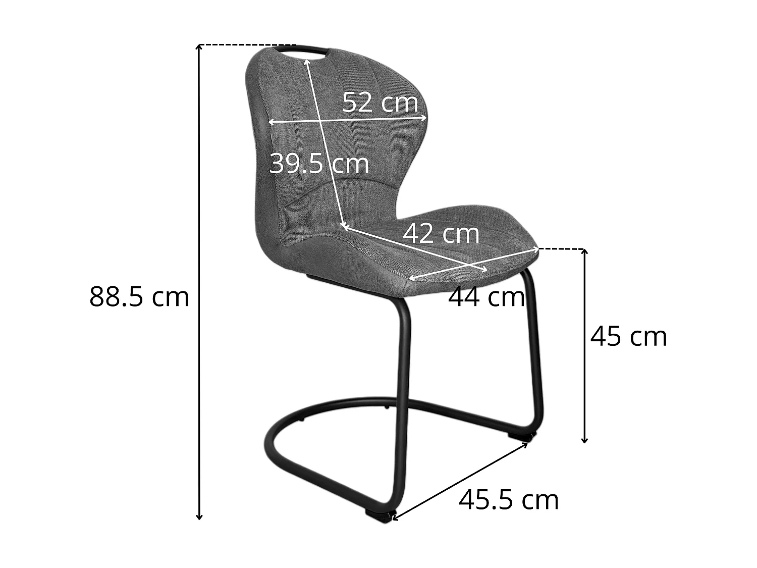 Chaise pied luge bi-matière en tissu bleu (lot de 2) LIGURIE