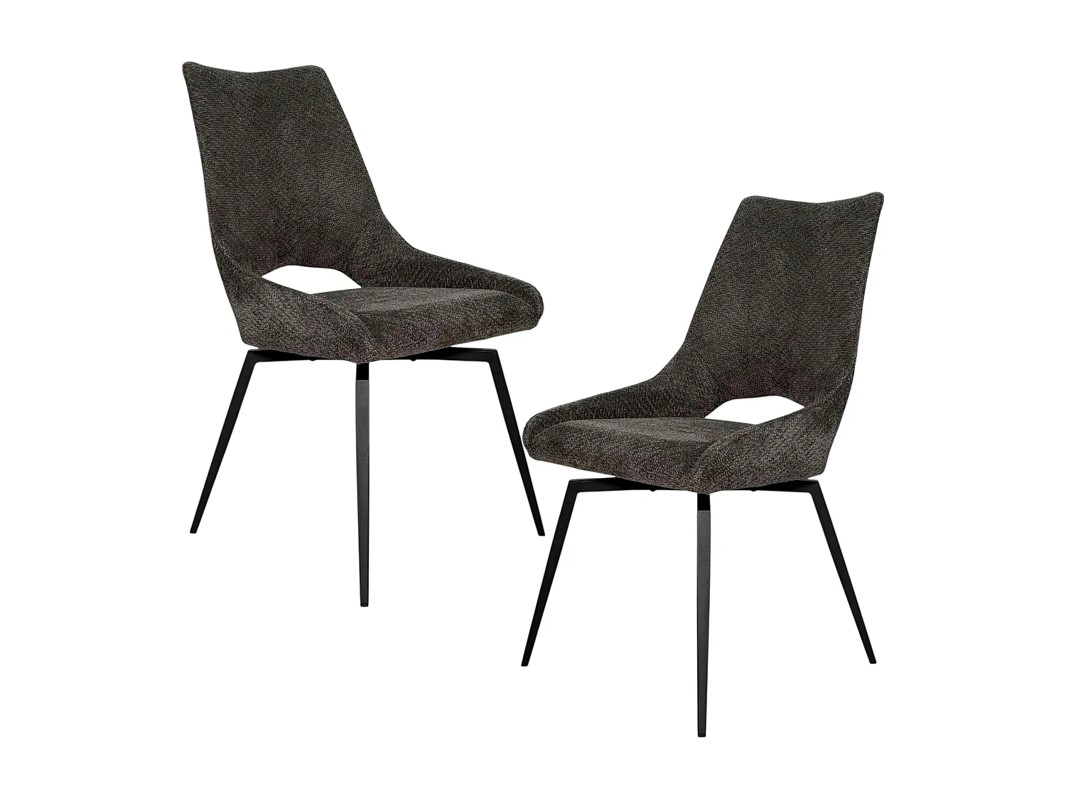 Chaise pivotante grise, dossier ouvert (lot de 2) LIGURIE