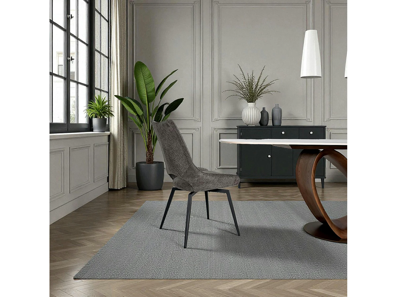 Chaise pivotante grise, dossier ouvert (lot de 2) LIGURIE