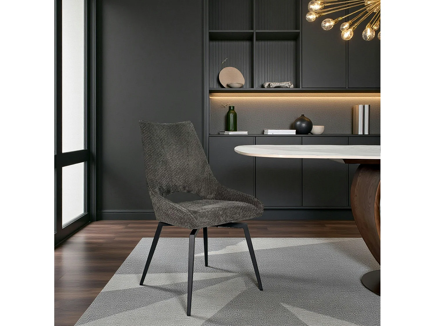 Chaise pivotante grise, dossier ouvert (lot de 2) LIGURIE