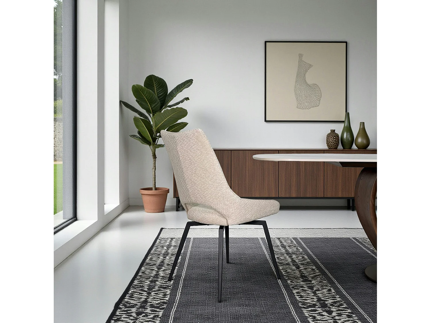 Chaise pivotante beige, dossier ouvert (lot de 2) LIGURIE