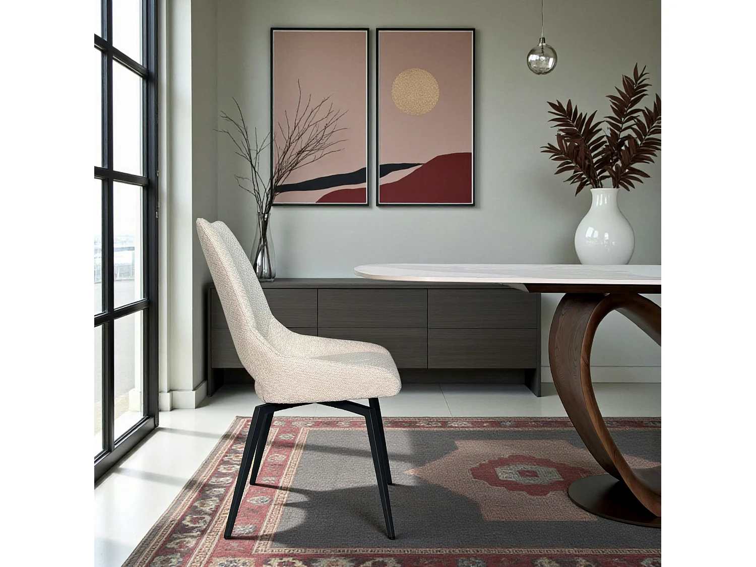 Chaise pivotante beige, dossier ouvert (lot de 2) LIGURIE