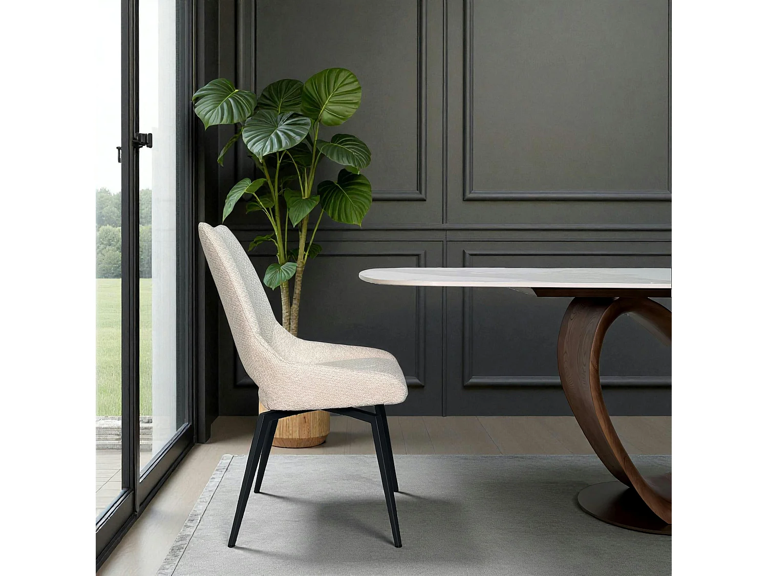 Chaise pivotante beige, dossier ouvert (lot de 2) LIGURIE