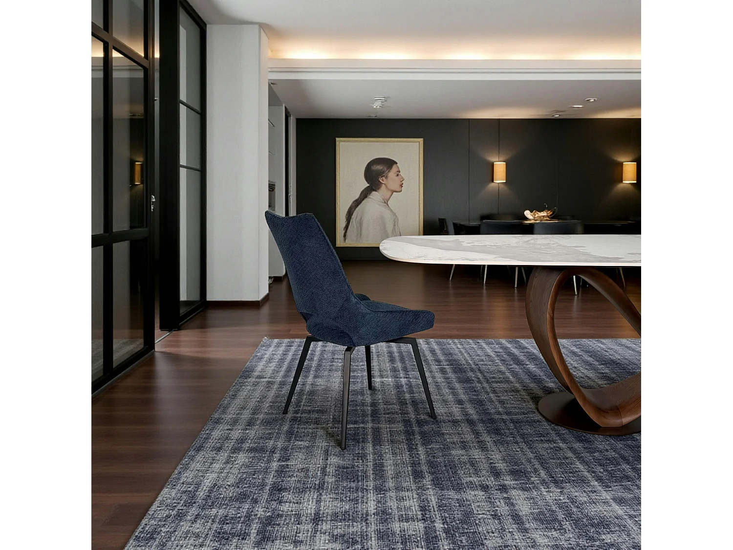 Chaise pivotante bleue, dossier ouvert (lot de 2) LIGURIE