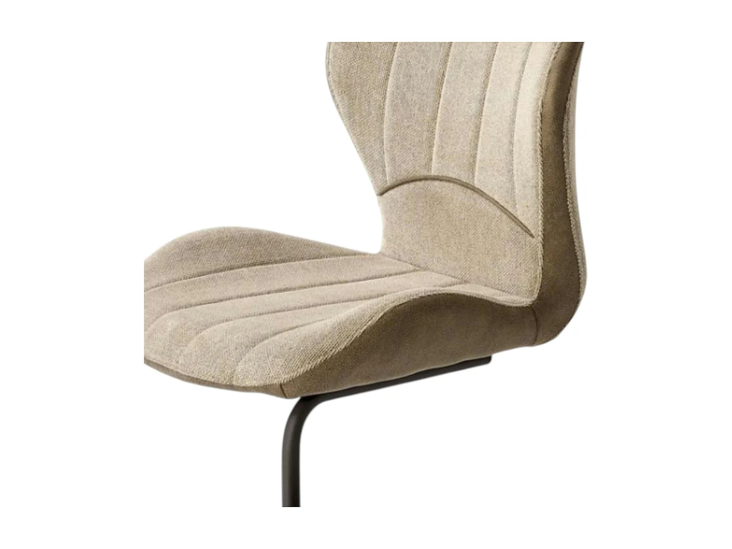 Chaise pied luge bi-matière en tissu beige (lot de 2) LIGURIE