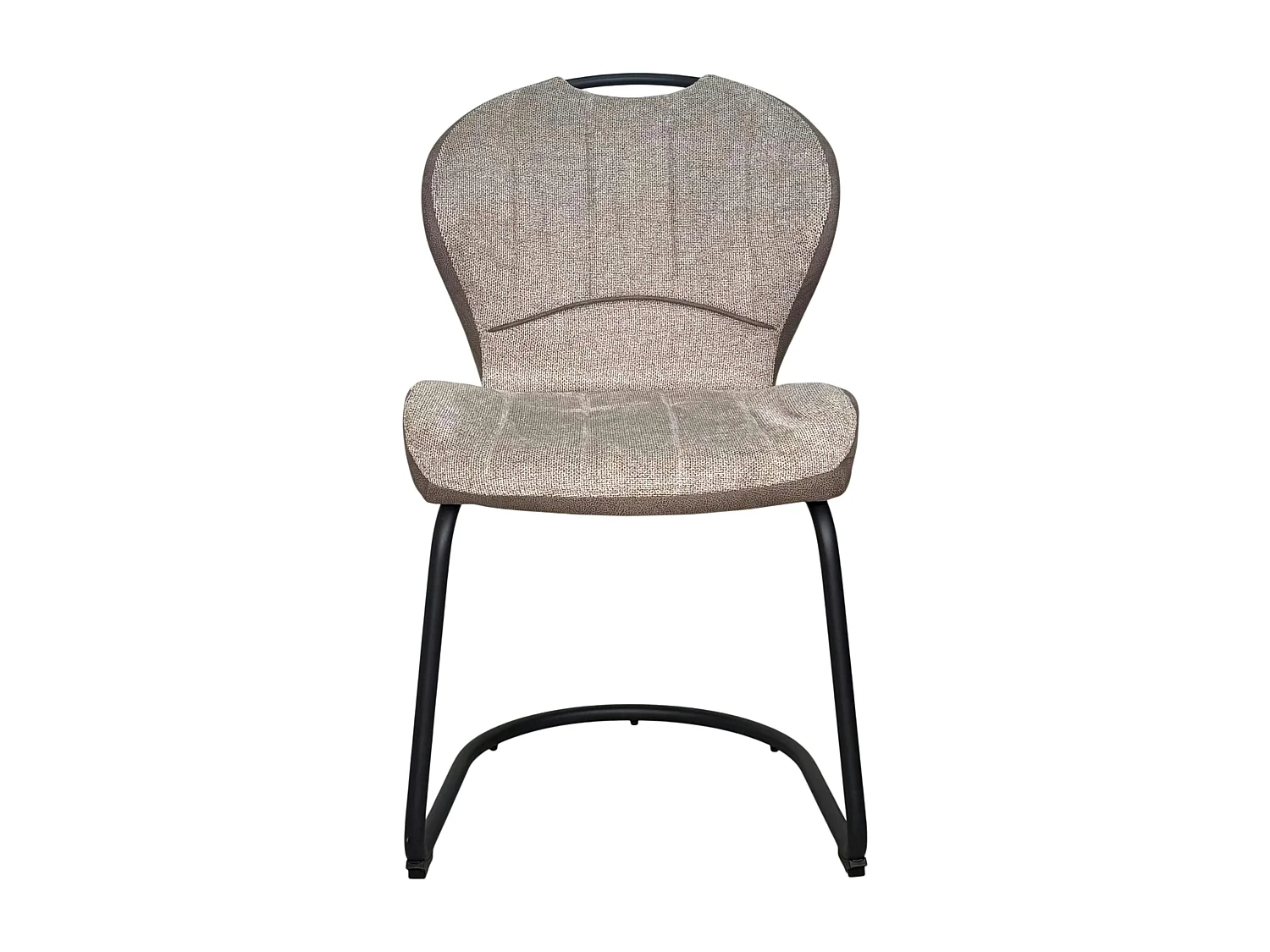 Chaise pied luge bi-matière en tissu beige (lot de 2) LIGURIE