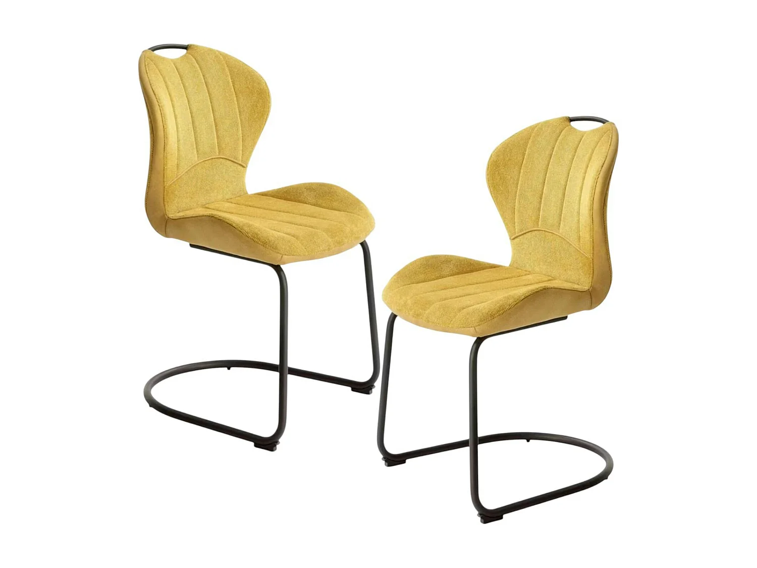 Chaise pied luge bi-matière en tissu moutarde (lot de 2) LIGURIE