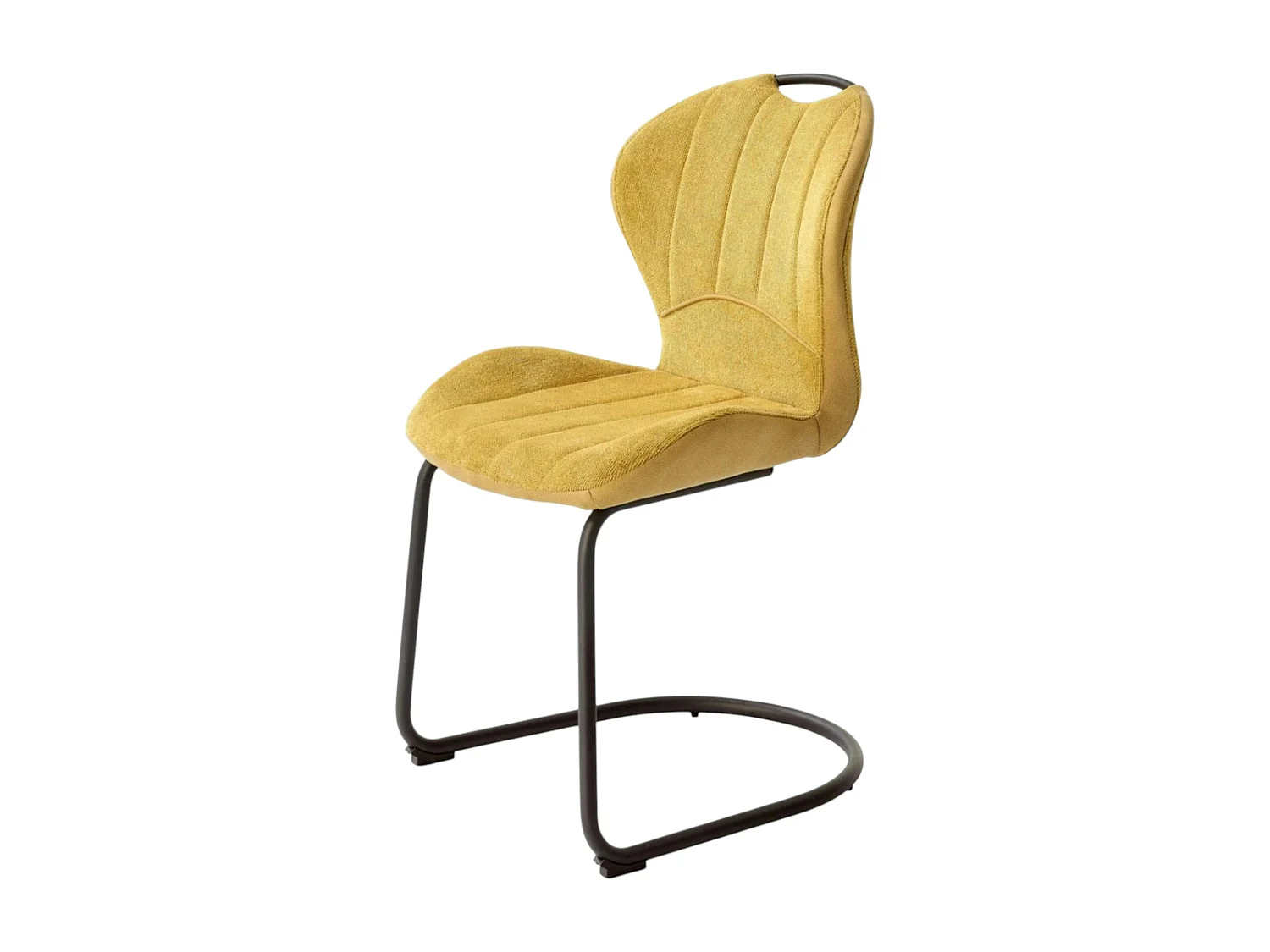 Chaise pied luge bi-matière en tissu moutarde (lot de 2) LIGURIE