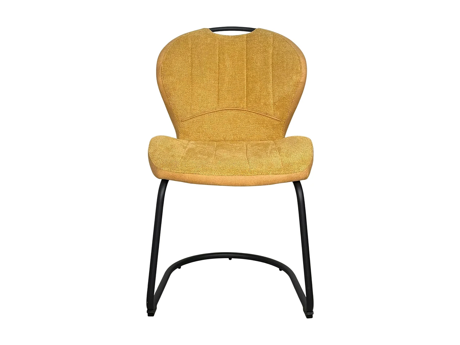 Chaise pied luge bi-matière en tissu moutarde (lot de 2) LIGURIE