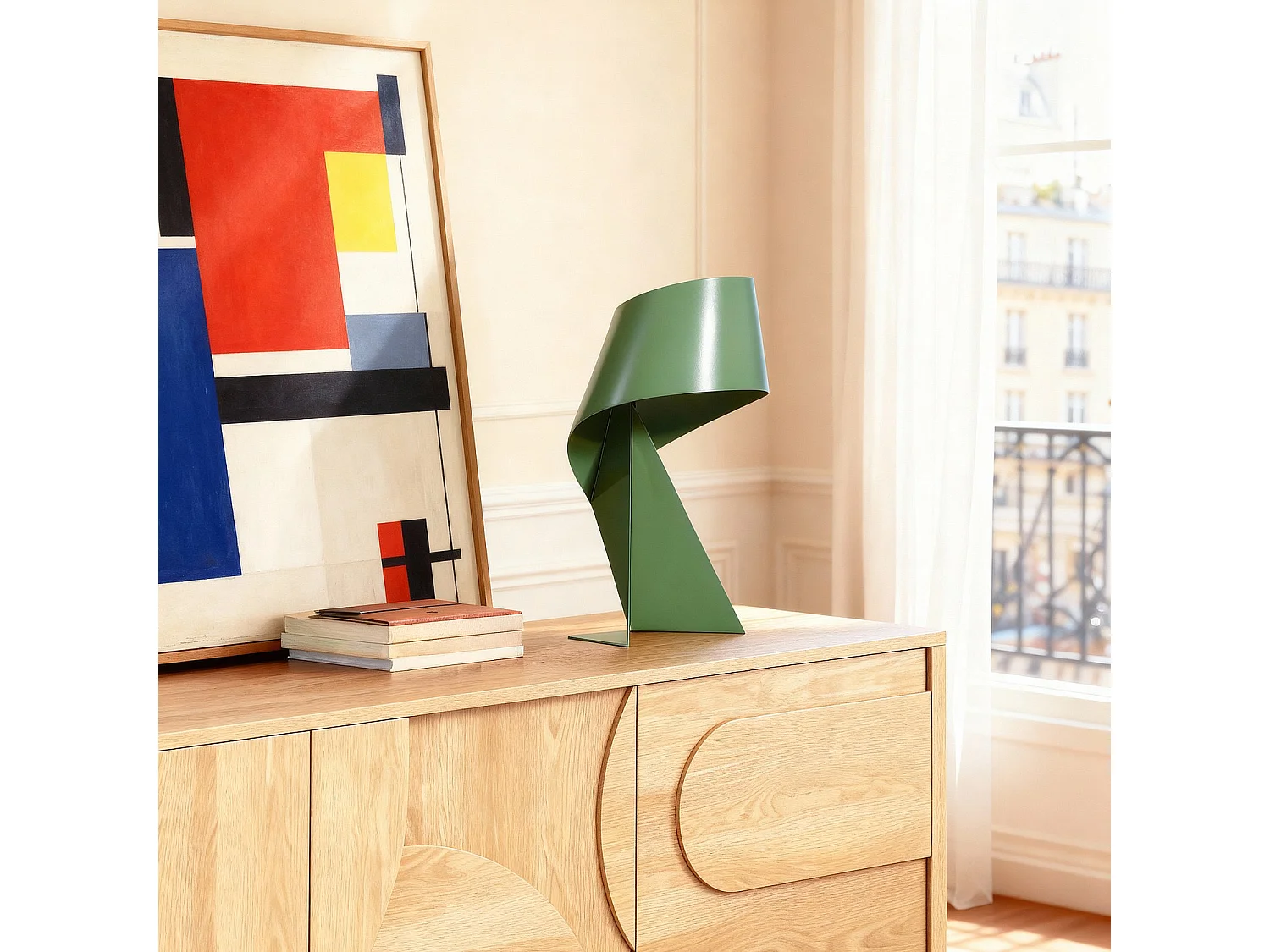 Habitat - Édition limitée - Lampe de table en métal - 35 cm - Vert Sauge - Design by Claire Norcross - Ribbon