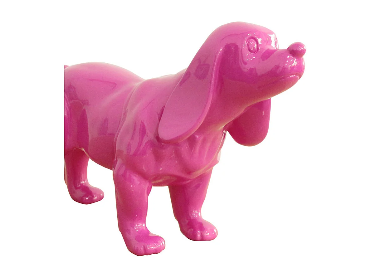 Statue chien cocker en résine avec peinture rose H.25 cm - DINAH
