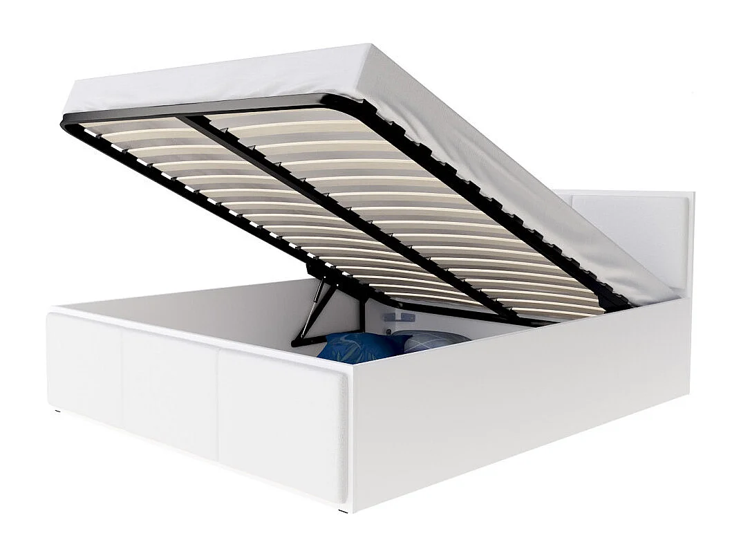Lit Panama T 120x200 + coffre - Sommier inclus Blanc - blanc