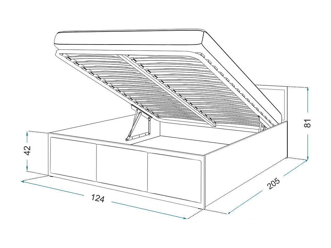 Lit Panama T 120x200 + coffre - Sommier inclus Blanc - blanc