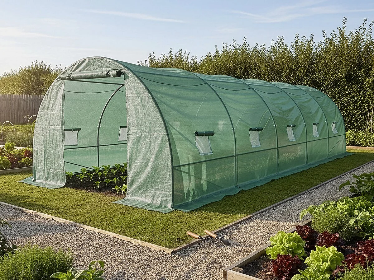 Túnel de invernadero para jardín <<Lys>> - 24 m² - 140 g - Verde