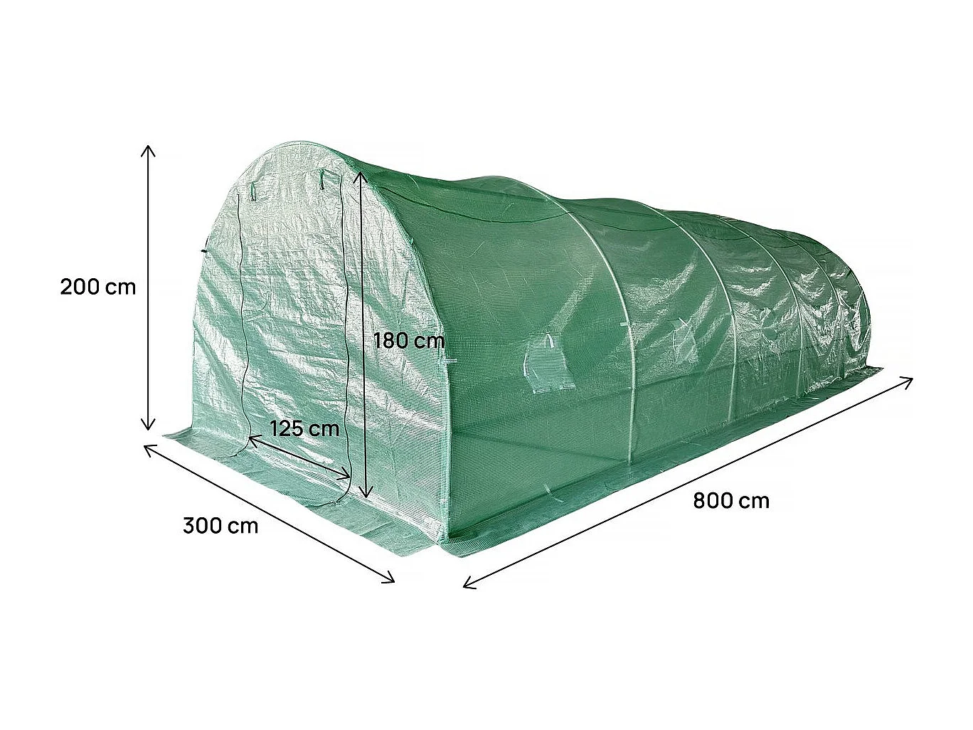 Túnel de invernadero para jardín <<Lys>> - 24 m² - 140 g - Verde