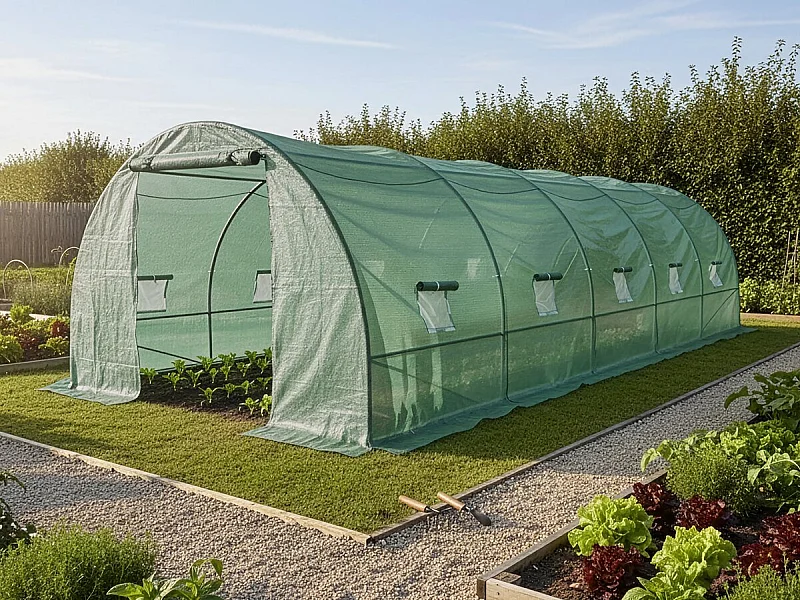 Túnel de invernadero para jardín <<Lys>> - 24 m² - 140 g - Verde