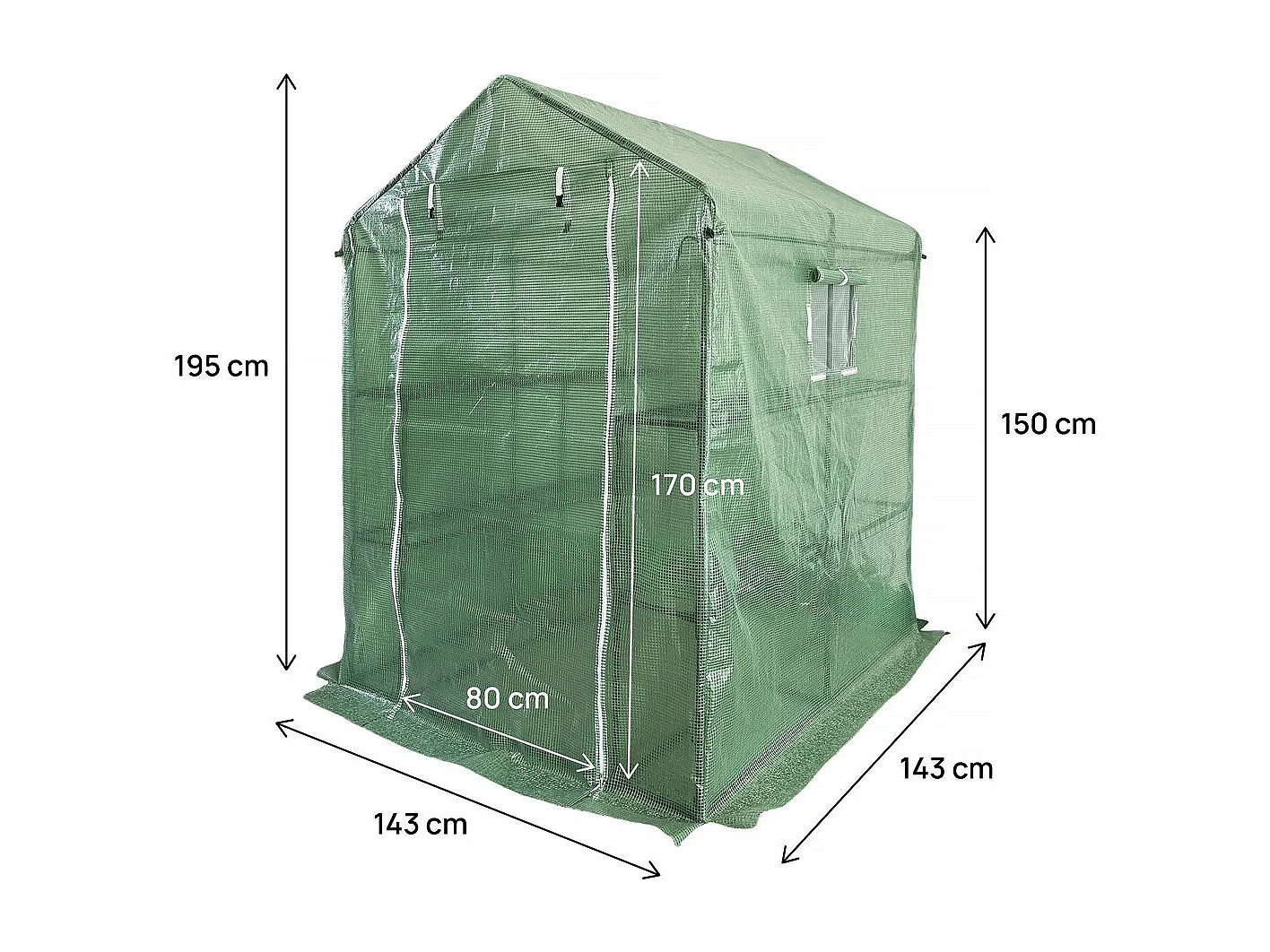 Serre tomates de jardin avec étagères "Lys" - 2.04 m² - 130g - Vert