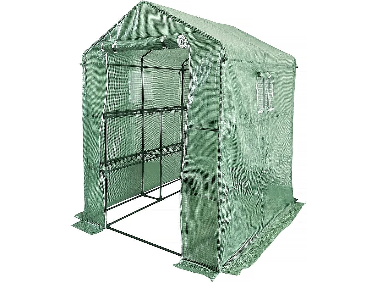 Serre tomates de jardin avec étagères "Lys" - 2.04 m² - 130g - Vert