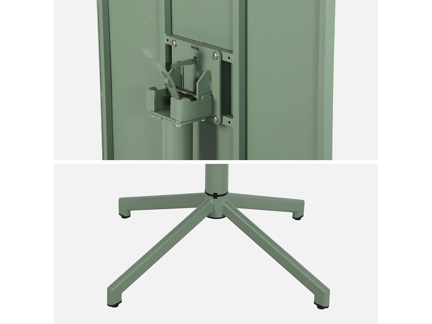 Table de jardin bistrot carrée pliante acier 2 places 70 cm vert de gris - Chiara