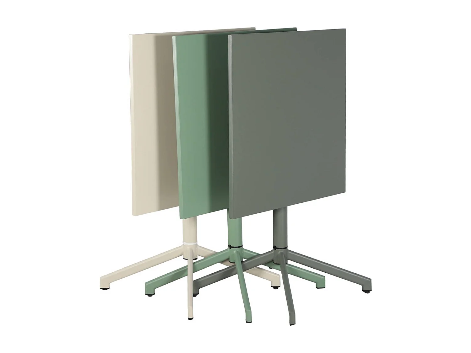 Table de jardin bistrot carrée pliante acier 2 places 70 cm beige - Chiara