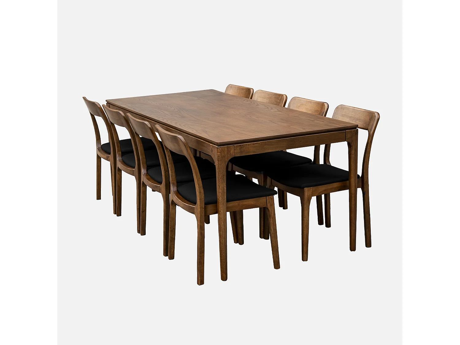 Tavolo da pranzo rettangolare in legno di gomma e impiallacciatura di