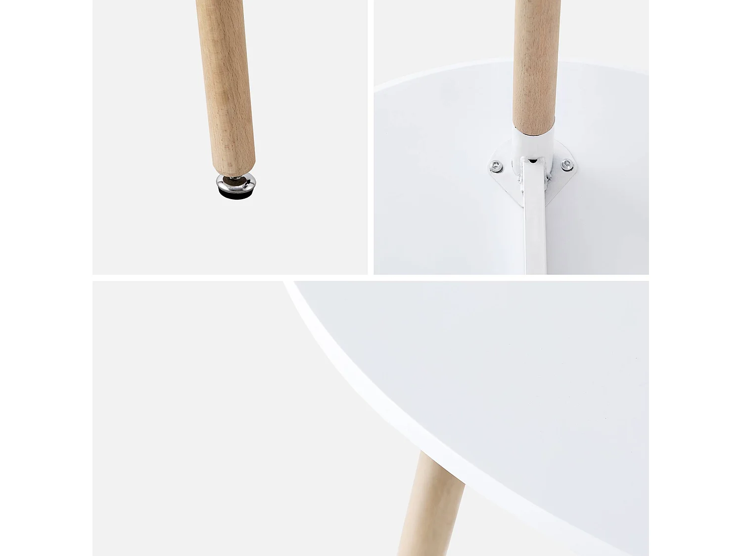 Conjunto de mesa de comedor redonda 80cm + 2 sillas escandinavas