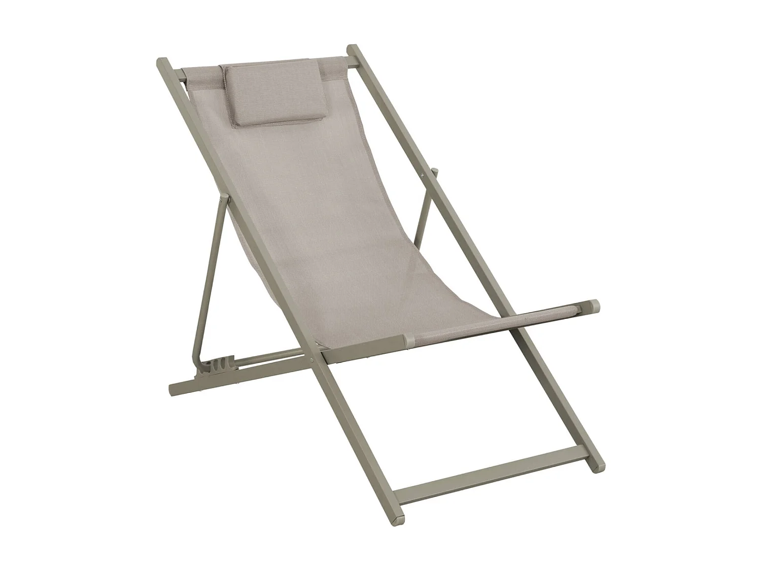 Lot de 2 chaises pliantes MATERA  acier / textilene avec coussin. kaki. 102 x 62 x 81 cm