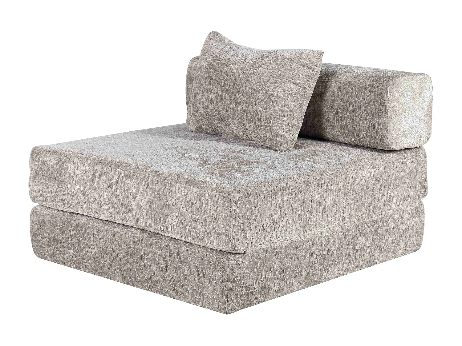 Sofá individual, sofá cama modular convertible, tapizado en chenilla, no requiere montaje, gris claro