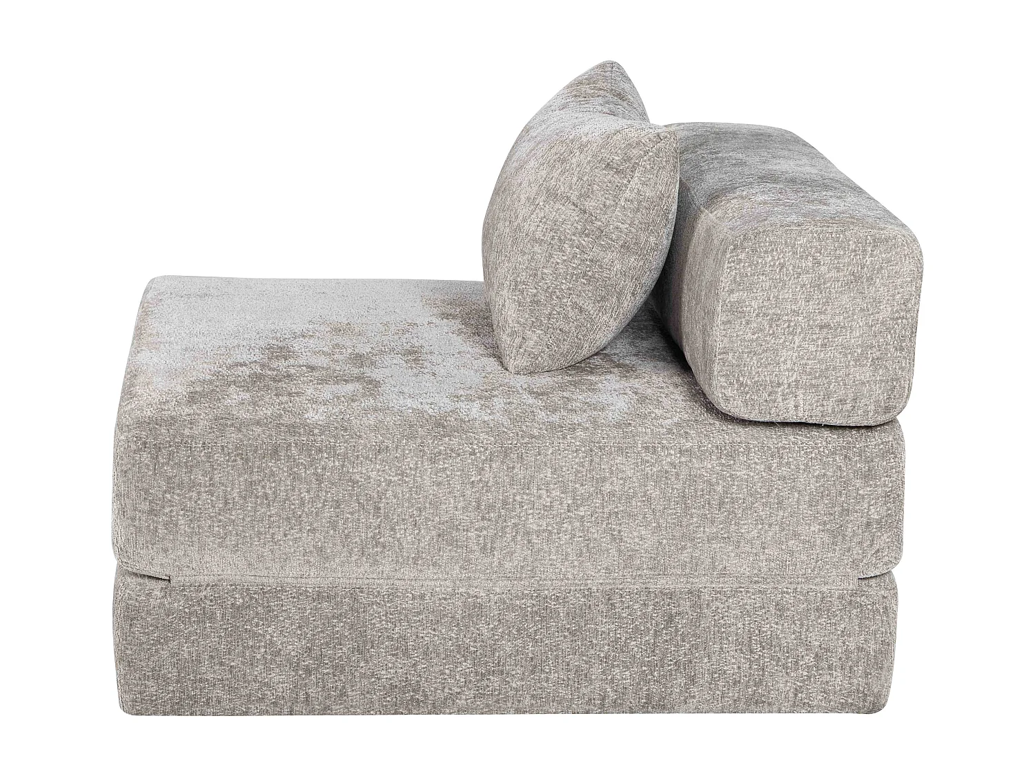 Sofá individual, sofá cama modular convertible, tapizado en chenilla, no requiere montaje, gris claro