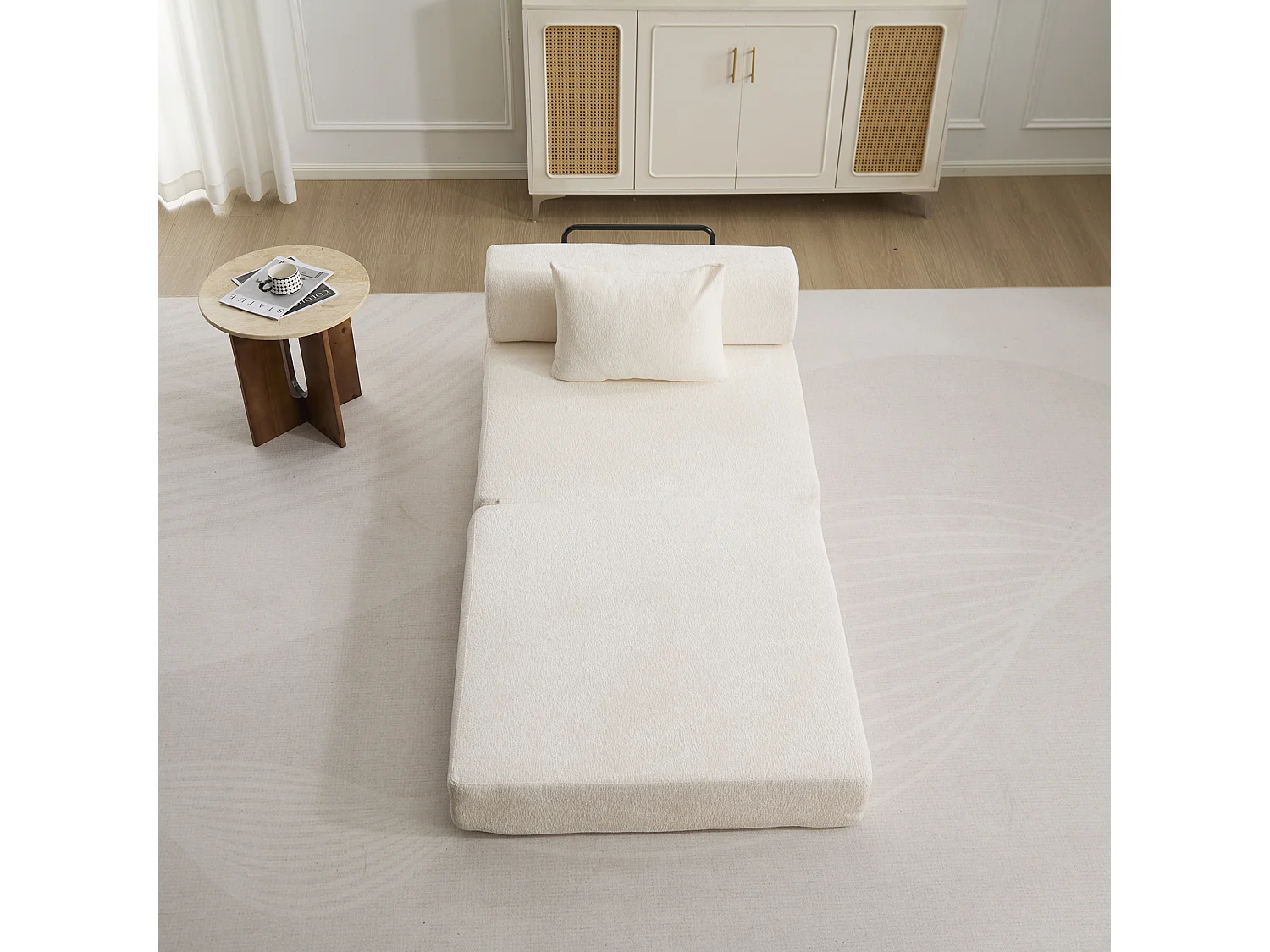 Canapé simple, canapé-lit modulable convertible, revêtement en chenille, aucun assemblage requis, blanc